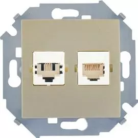 Розетка Simon 1591590-034 Simon 15 Шампань ТЛФ + комп (RJ11+RJ45 кат.5е)