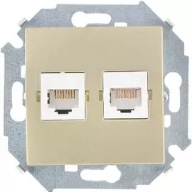 Розетка Simon 1591593-034 Simon 15 Шампань компьютерная 2-я RJ45 кат.5е