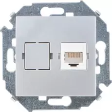 Розетка Simon 1591598-033 Simon 15 Алюминий компьютерная 1-я RJ45 кат.5е