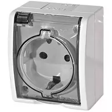 Розетка Simon 1594432-030 Simon 15 Aqua Белый 1-я с/з с крышкой с защитными шторками наружная,IP54