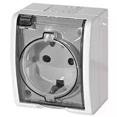 Розетка Simon 1594445-030 Simon 15 Aqua Белый 1-я с/з с крышкой наружная,IP54