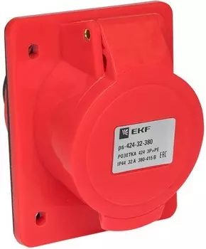Розетка стационарная внутренняя EKF ps-424-32-380 424 3Р+РЕ 32А 380В IP44