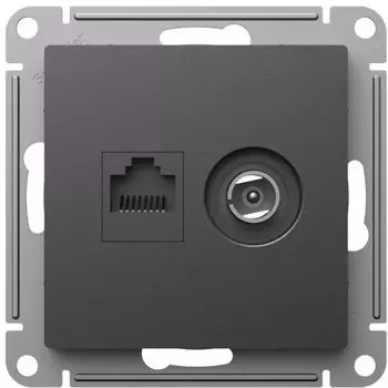 Розетка Systeme Electric ATN001489 AtlasDesign двойная ТВ + компьютерная RJ45, кат. 5Е, базальт