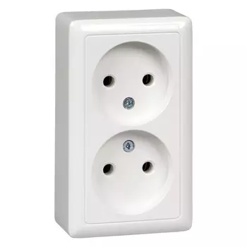 Розетка Schneider Electric RA16-233-B наруж 2-ая б/з со шторками, 16А белый