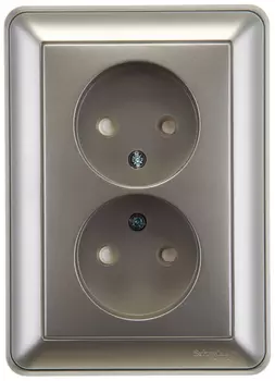 Розетка Schneider Electric RS16-254-48 Wessen 59 2-ая б/з (в сборе, с рамкой), шампань