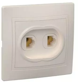 Розетка телефонная двойная IEK ETK20-K33-DM KVARTA RJ11 РТ12-ККм кремовый