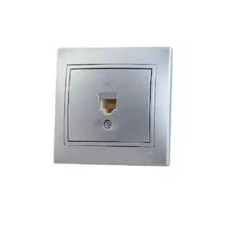 Розетка телефонная Lezard 701-1010-137 1-м СП Mira RJ11 серый металлик