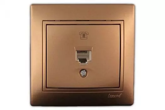 Розетка телефонная Lezard 701-1313-137 1-м СП Mira RJ11 металлик золото