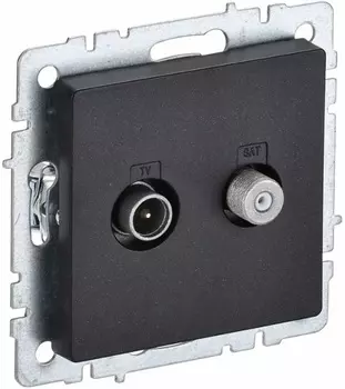 Розетка телевизионная IEK BR-AF20-O-K02 BRITE TV+SAT РТВ/РСп12-БрЧ Черный