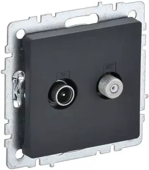 Розетка телевизионная IEK BR-AF20-O-K53 BRITE TV+SAT РТВ/РСп12-БрГ Графит