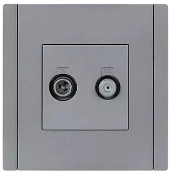 Розетка телевизионная IEK FP-AF20-O-K46 FORTE&PIANO TV+SAT FP538 сталь