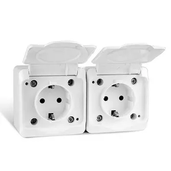 Розетка TOKOV ELECTRIC TKE-NX-R2Z-C01-IP54 2-м ОП Nix 16А IP54 250В с заземл. с крышкой бел