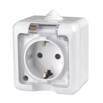 Розетка TOKOV ELECTRIC TKL-DT-R1Z-C01T-IP54 1-м ОП Dita 16А IP54 250В с заземл. с прозр. крышкой бел