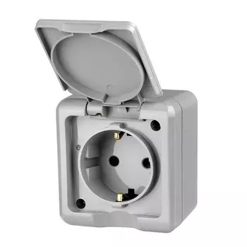 Розетка TOKOV ELECTRIC TKL-DT-R1Z-C06-IP54 1-м ОП Dita 16А IP54 250В с заземл. с крышкой сер