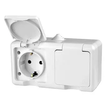 Розетка TOKOV ELECTRIC TKL-DT-R2Z-C01-IP54 2-м ОП Dita 16А IP54 250В с заземл. с крышкой бел