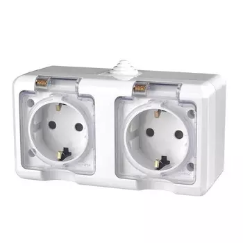 Розетка TOKOV ELECTRIC TKL-DT-R2Z-C01T-IP54 2-м ОП Dita 16А IP54 250В с заземл. с прозр. крышкой бел