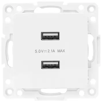 Розетка EKF EYR16-028-10-2USB Стокгольм 2 USB 2,1А с/з винтовые клеммы белый механизм