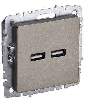 Розетка USB IEK BR-U21-D31-K37 BRITE тип A+тип A 3,1А РЮ10-1-БрШ Шампань