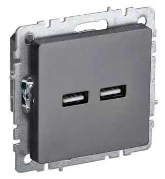 Розетка USB IEK BR-U21-D31-K46 BRITE тип A+тип A 3,1А РЮ10-1-БрС Сталь