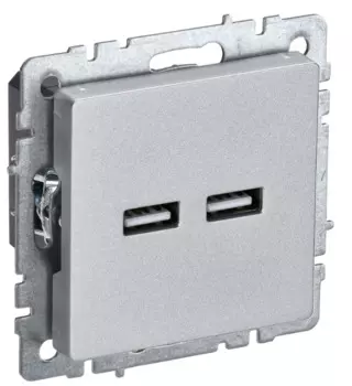Розетка USB IEK BR-U21-D31-K47 BRITE тип A+тип A 3,1А РЮ10-1-БрА Алюминевый