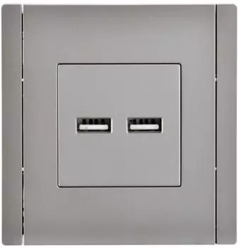 Розетка USB IEK FP-U21-D31-K46 FORTE&PIANO тип A+тип A 3,1А FP549 сталь