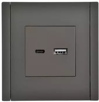 Розетка USB IEK FP-U22-018-K03 FORTE&PIANO тип A+тип C 18Вт FP351 серый