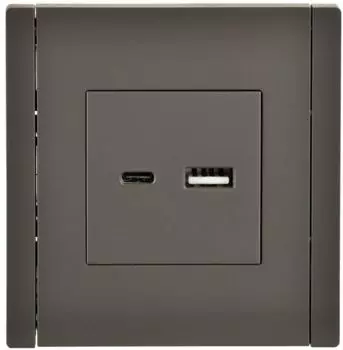 Розетка USB IEK FP-U22-D31-K03 FORTE&PIANO тип A+тип C 3,1А FP350 серый