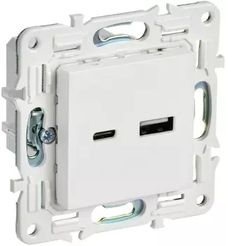 Розетка USB IEK SK-U22-018-K01 SKANDY тип A+тип C 18Вт SK-R13W арктический белый