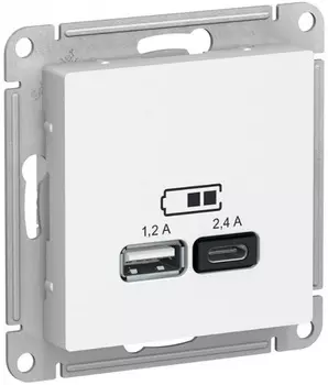 Розетка USB Systeme Electric ATN001339 AtlasDesign A+С, 5В/2,4А, 2х5В/1,2А, механизм, лотос