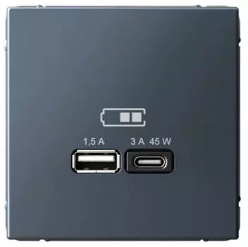 Розетка USB Systeme Electric GAL000729 ArtGallery A + тип-C 45Вт высокоскор.заряд. QC, PD, механизм, грифель