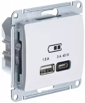 Розетка USB Systeme Electric GSL000229 Glossa А + тип-С 45Вт высокоскор.заряд. QC, PD, механизм, бежевая