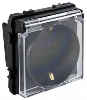 Розетка в рамку Sibling Powersocket-1PB(W) с крышкой IP44 черная