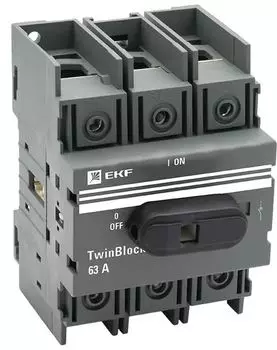 Рубильник EKF tb-63-3p-f 63A 3P c рукояткой управления для прямой установки TwinBlock