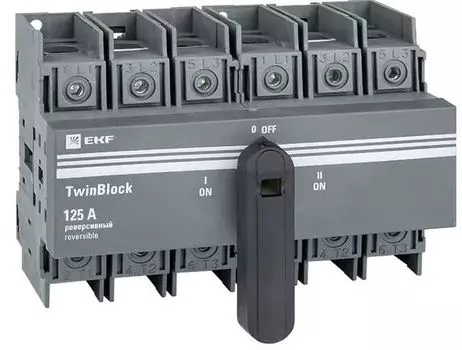 Рубильник EKF tb-s-125-3p-rev 125A 3P реверсивный c рукояткой для прямой установки TwinBlock