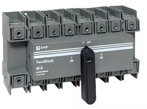 Рубильник EKF tb-s-40-4p-rev 40A 4P реверсивный c рукояткой для прямой установки TwinBlock