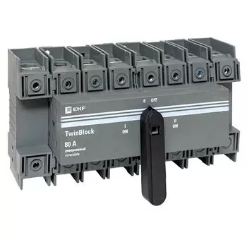 Рубильник EKF tb-s-80-4p-rev 80A 4P реверсивный c рукояткой для прямой установки TwinBlock