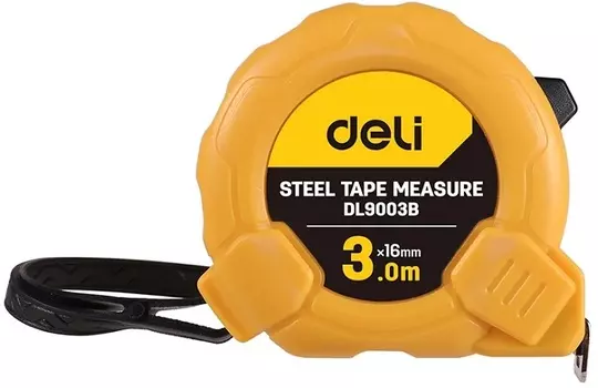 Рулетка Deli DL9003B 3м*16мм, метрическая, ударопрочный корпус