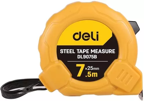 Рулетка Deli DL9075B 7,5м*25мм, метрическая, ударопрочный корпус