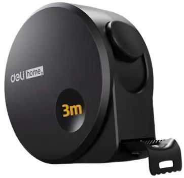 Рулетка Deli HT8316 Измерительный и разметочный инструмент Home Series Black 3м х 16мм, эксклюзивный дизайн, корпус - высококачественный софттач пласт