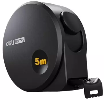 Рулетка Deli HT8519 Home Series Black 5м х 19мм, эксклюзивный дизайн, корпус - высококачественный софттач пластик
