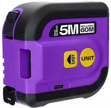 Рулетка Ermenrich 84547 с лазерным дальномером Reel SLR640, фиолетовый
