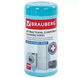 Салфетки BRAUBERG 513477 антибактериальные для бытовой оргтехники, плотные, 13x17 см, 100 шт