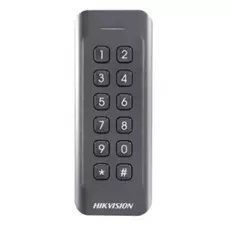 Считыватель HIKVISION DS-K1802МК Частота считывания 13.56МГц; дальность считывания: 50 мм; поддержка протокола Wiegand (W26/W34); DC12В; 2Вт; -40 °C.