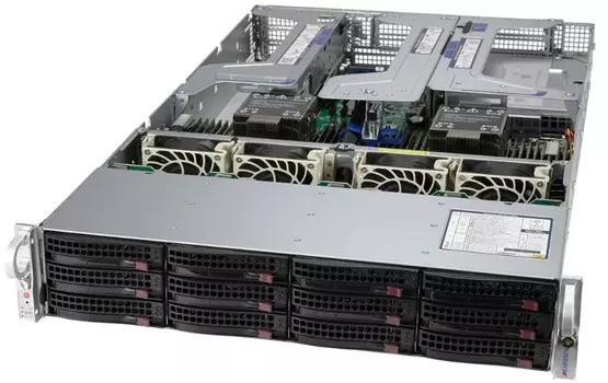 Сервер Supermicro SYS-620U-TNR_1004 Super Server 2U 620U-TNR 2*6326/32*64GB/8xPM1653 960GB SAS/A5000/AOC-S3108L-H8IR/2*10GBE SFP+/2*2000W