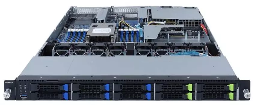 Серверная платформа 1U GIGABYTE R162-ZA1 (SP3, 16*DDR4 (3200), 10*2.5" HDD/SSD HS, M.2, 2*PCIE, 2*Glan, Mlan, 3*USB 3.0, VGA, 2*800W)