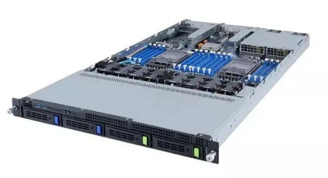 Серверная платформа 1U GIGABYTE R182-34A (УЦЕНЕННЫЙ) 2*LGA4189, C621A, 16*DDR4(3200), 4*3.5"/2.5" HS, 2*PCIE, W/O LAN, Mlan, 2*800W, 4*USB 3.0, VGA