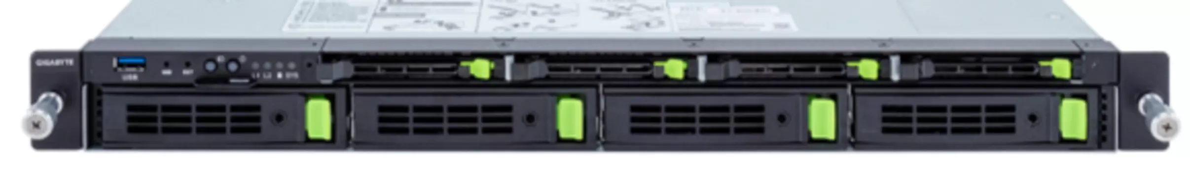 Серверная платформа 1U GIGABYTE R183-S91 (2*LGA 4677, C741, 32*DDR5, 4*3.5"/2.5" Gen4 NVMe/SATA/SAS HS, 4*2.5" 9.5mm Gen4 NVMe/SATA/SAS HS, 2*PCIE, 2*