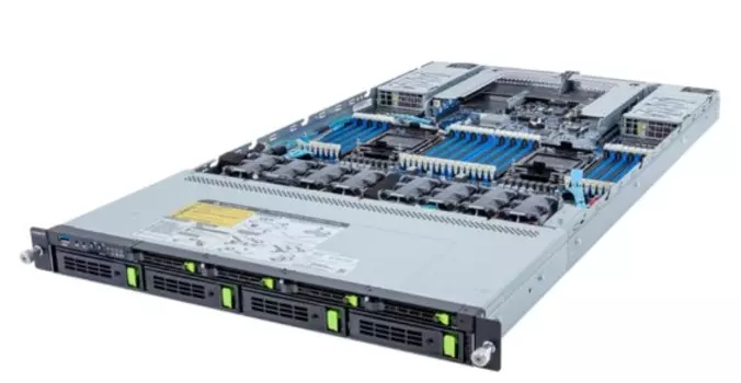 Серверная платформа 1U GIGABYTE R183-S91 (2*LGA 4677, C741, 32*DDR5, 4*3.5"/2.5" Gen4 NVMe/SATA/SAS HS, 4*2.5" 9.5mm Gen4 NVMe/SATA/SAS HS, 2*PCIE, 2*