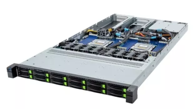 Серверная платформа 1U GIGABYTE R183-ZF1-AAJ1 (2*SP5, 24*DDR5 (4800), 12*2,5" NVMe/SAS/SATA, M.2, 2*PCIe, 2000W 80+ Platinum, 2*USB 3.2, Mini-DP)