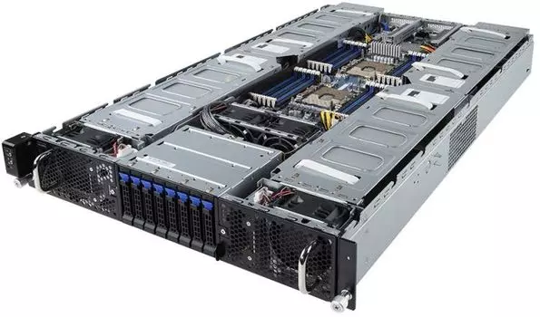 Серверная платформа 2U GIGABYTE G291-280 2*LGA3647, C621, 24*DDR4(2933), 8*2.5" HS HDD/SSD RAID, 8*PCIE, 2*10Glan, Mlan, 2*USB 3.0, COM, VGA, 2*2200W